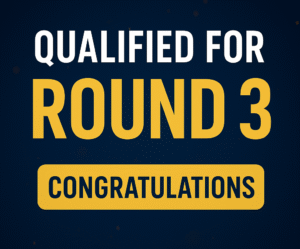 Image showing qualified for round 3 congratulations